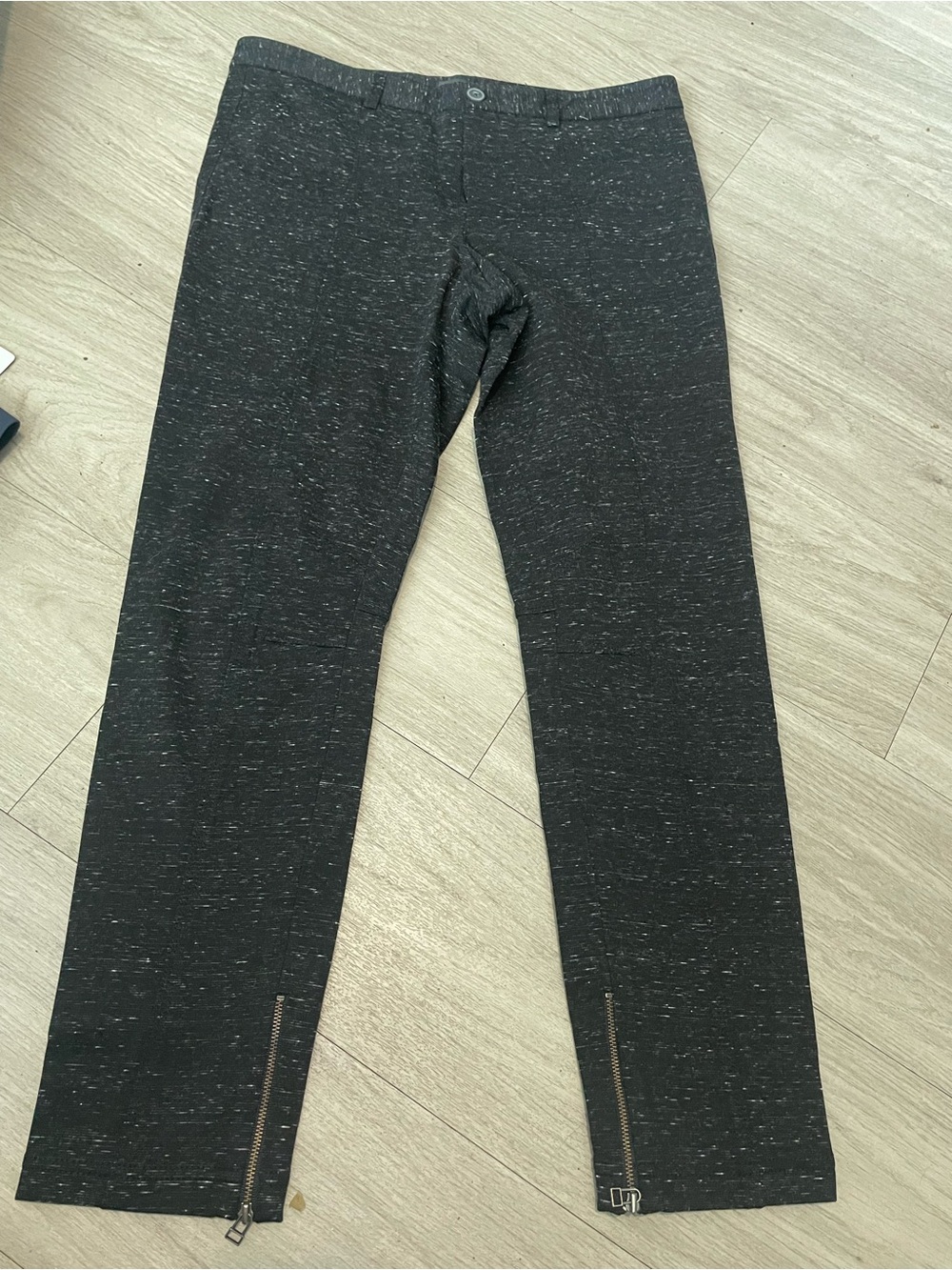 ATM Anthony Thomas Melillo Black Heather Stretch Zip-Ankle Trousers